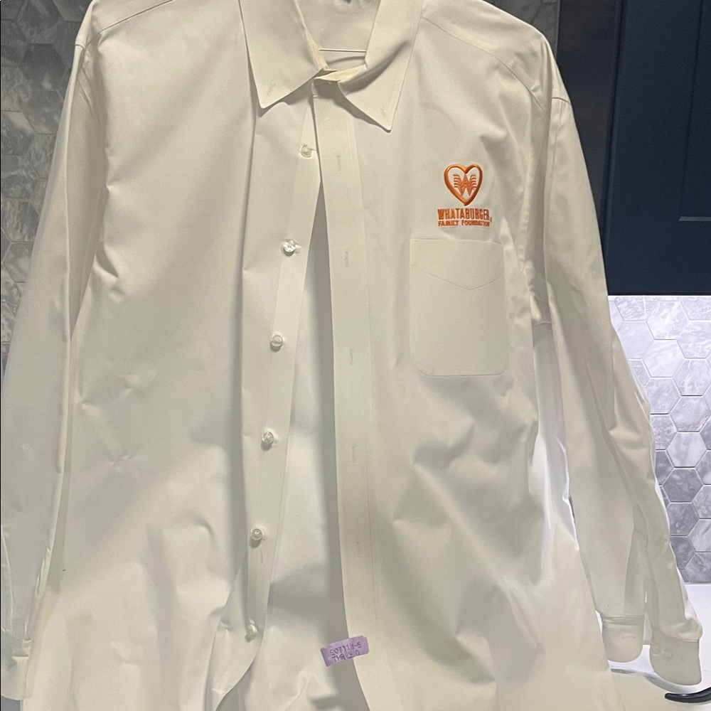 Whataburger Port Authority White Dress Shirt with Orange Logo